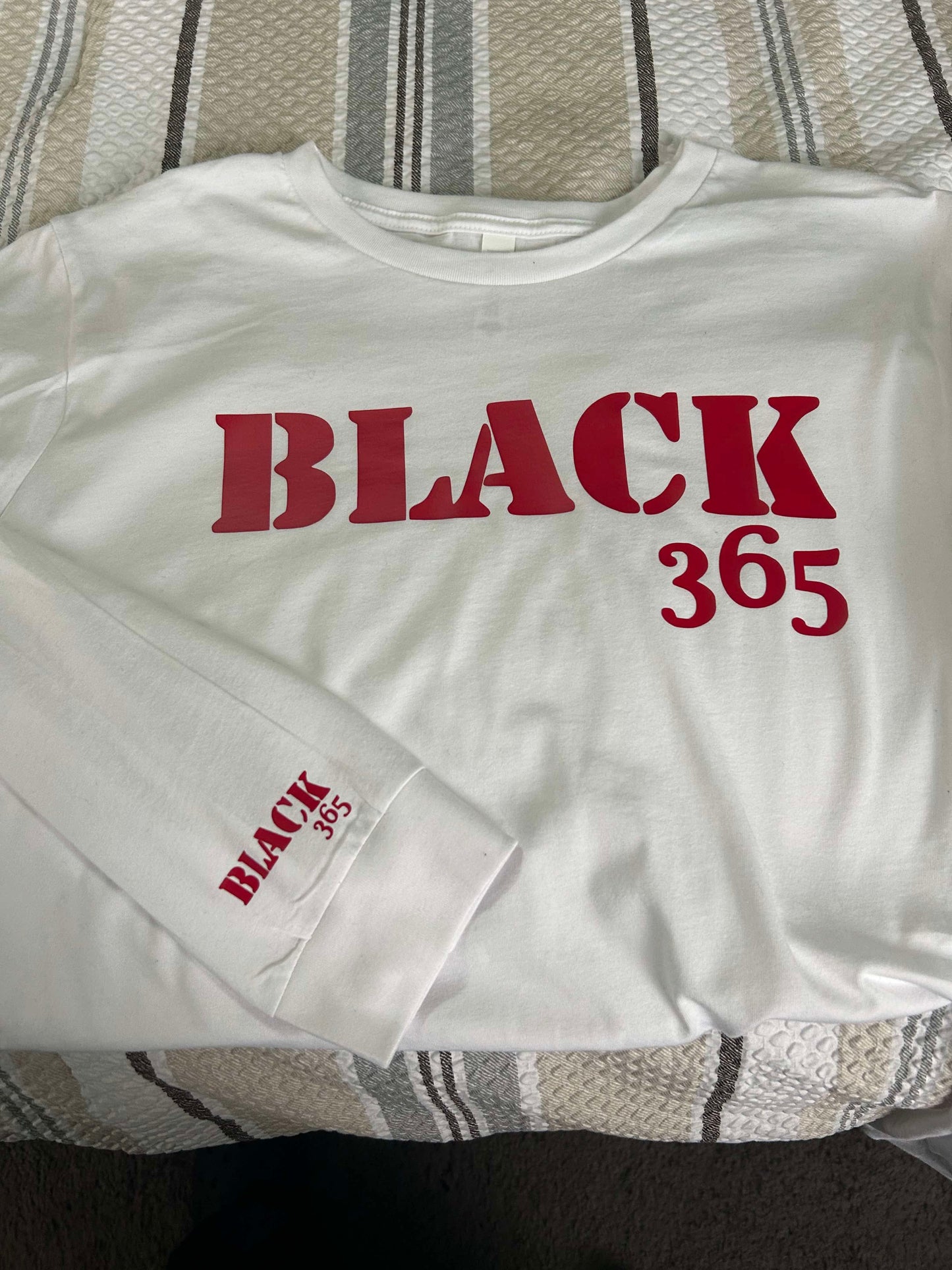 Black 365 T Shirt LS - Puff Lettered