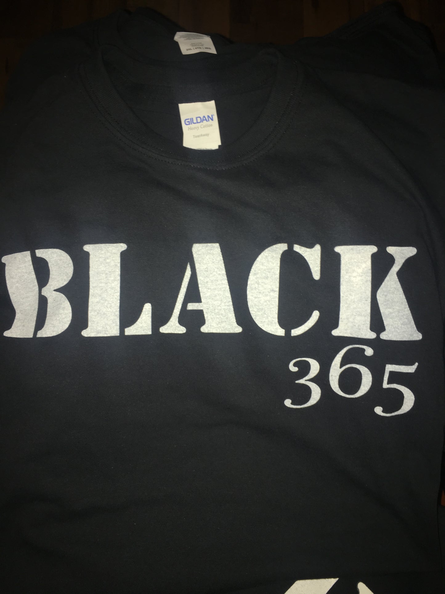 Black 365 T Shirt LS - Puff Lettered