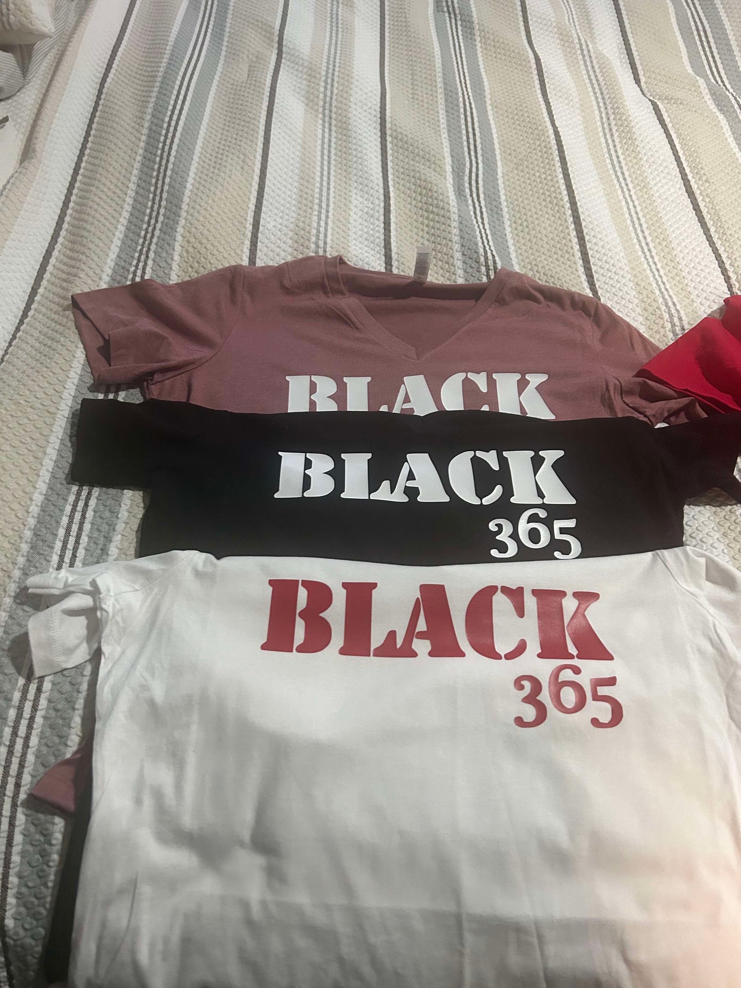 Black 365 T Shirt LS - Puff Lettered