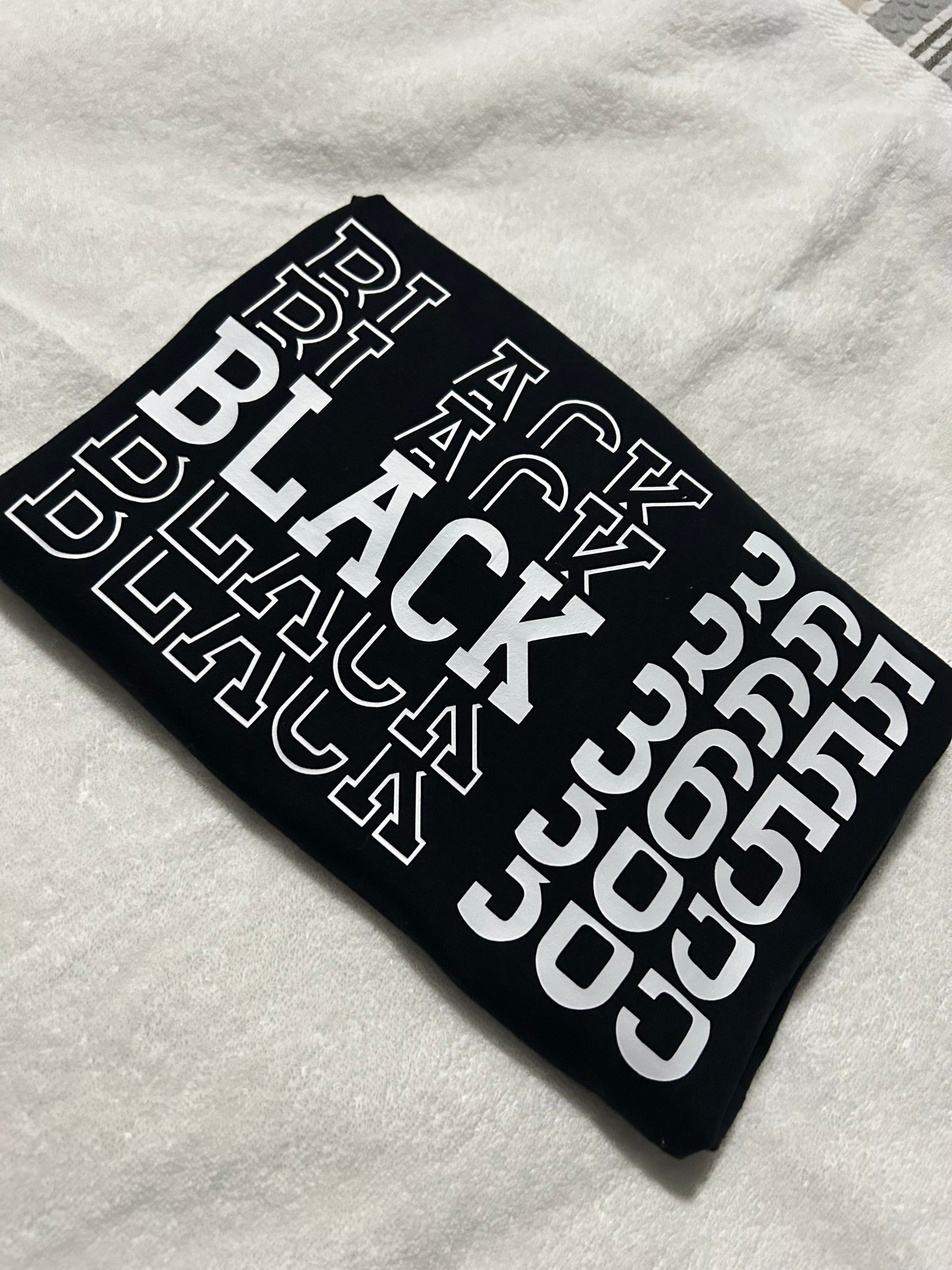 Black 365 T Shirt SS - Smooth Stacked White Lettered